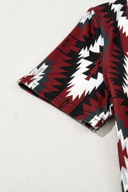 Aztec Print V-Neck Midi Dress - adritiX