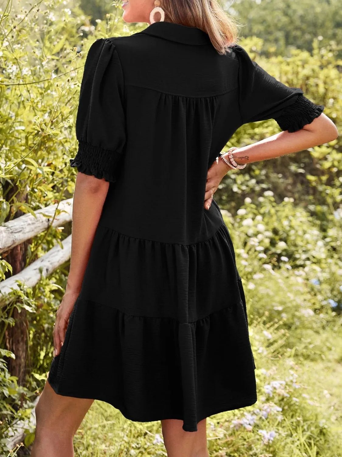 Johnny Collar Short Sleeve Mini Dress - adritiX