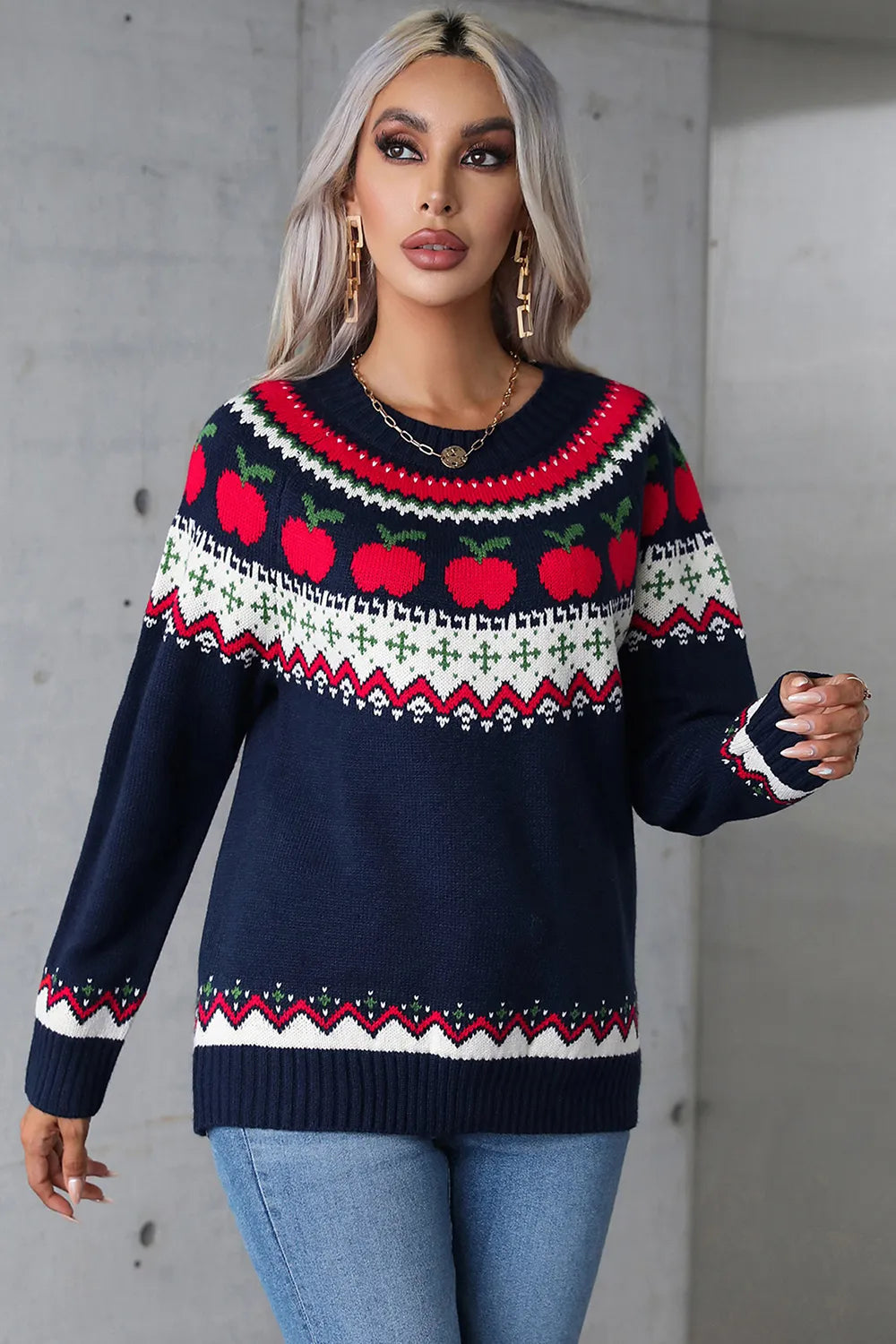 Angel Wings Graphic Round Neck Long Sleeve Sweater - adritiX