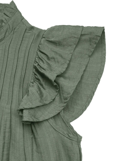 Ruffled Mock Neck Cap Sleeve Mini Dress - adritiX