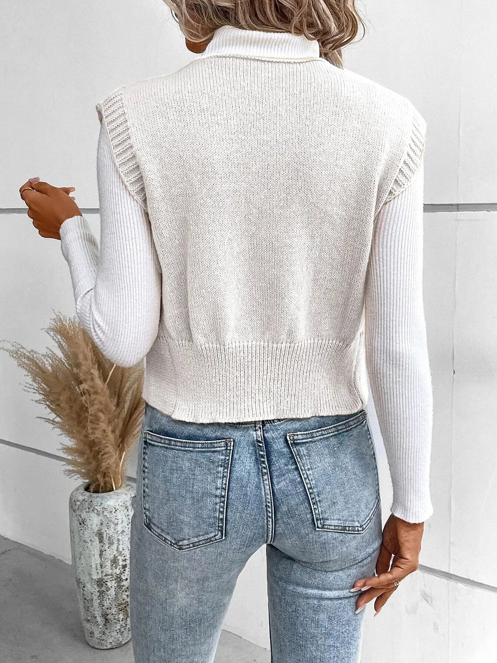 Full Size Button Up V-Neck Sweater Vest - adritiX