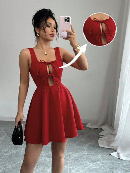 Tie Front Wide Strap Dress - adritiX