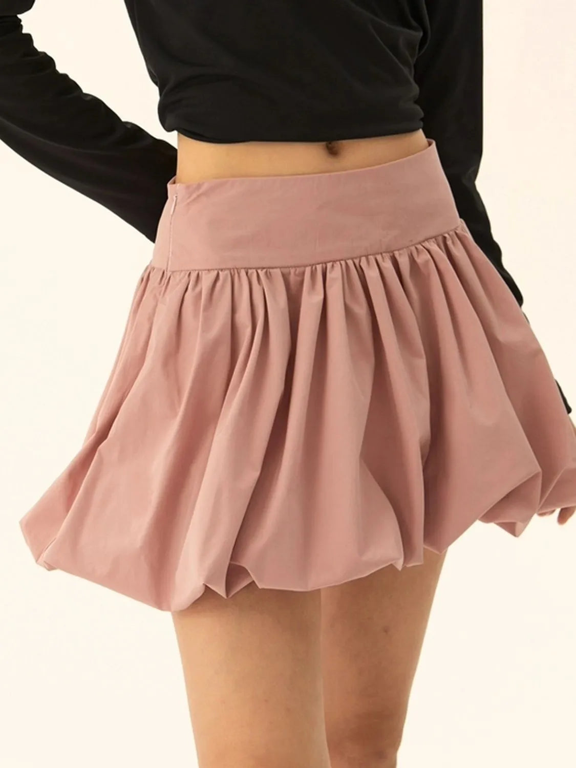 Ruched Bubble Hem Mini Skirt - adritiX