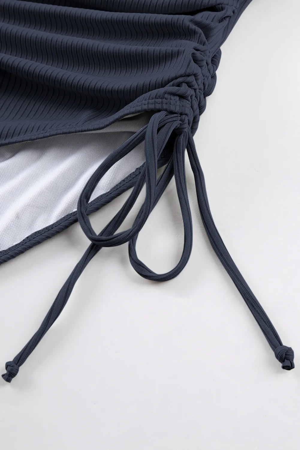 Ribbed Drawstring Sides Cutout One Piece Swimsuit - adritiX