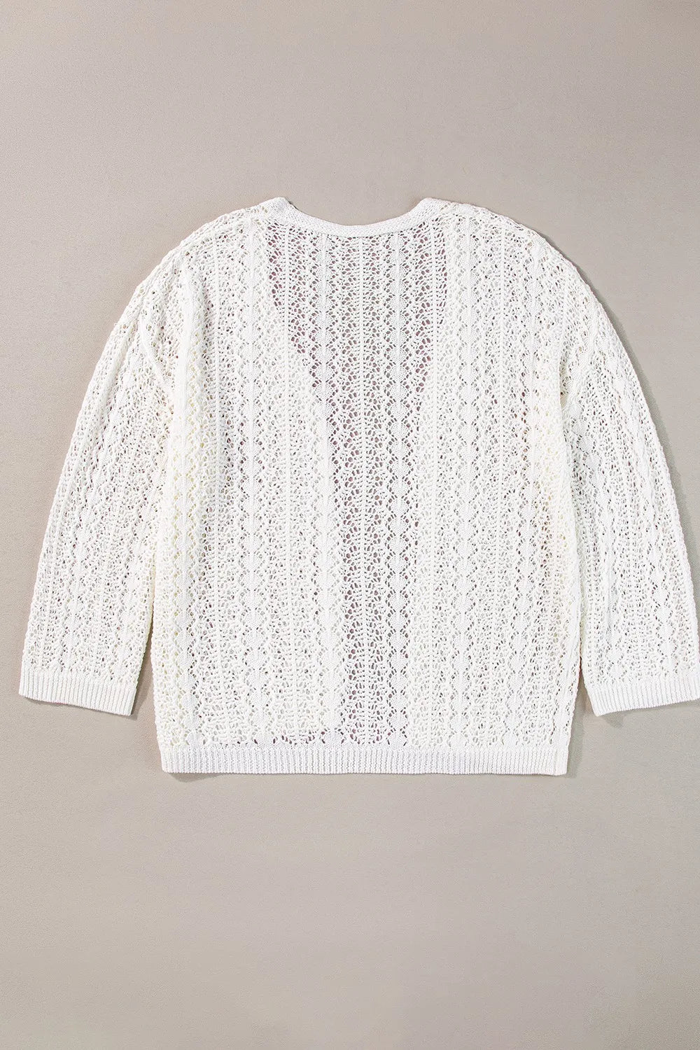 Openwork Open Front Dropped Shoulder Cardigan - adritiX
