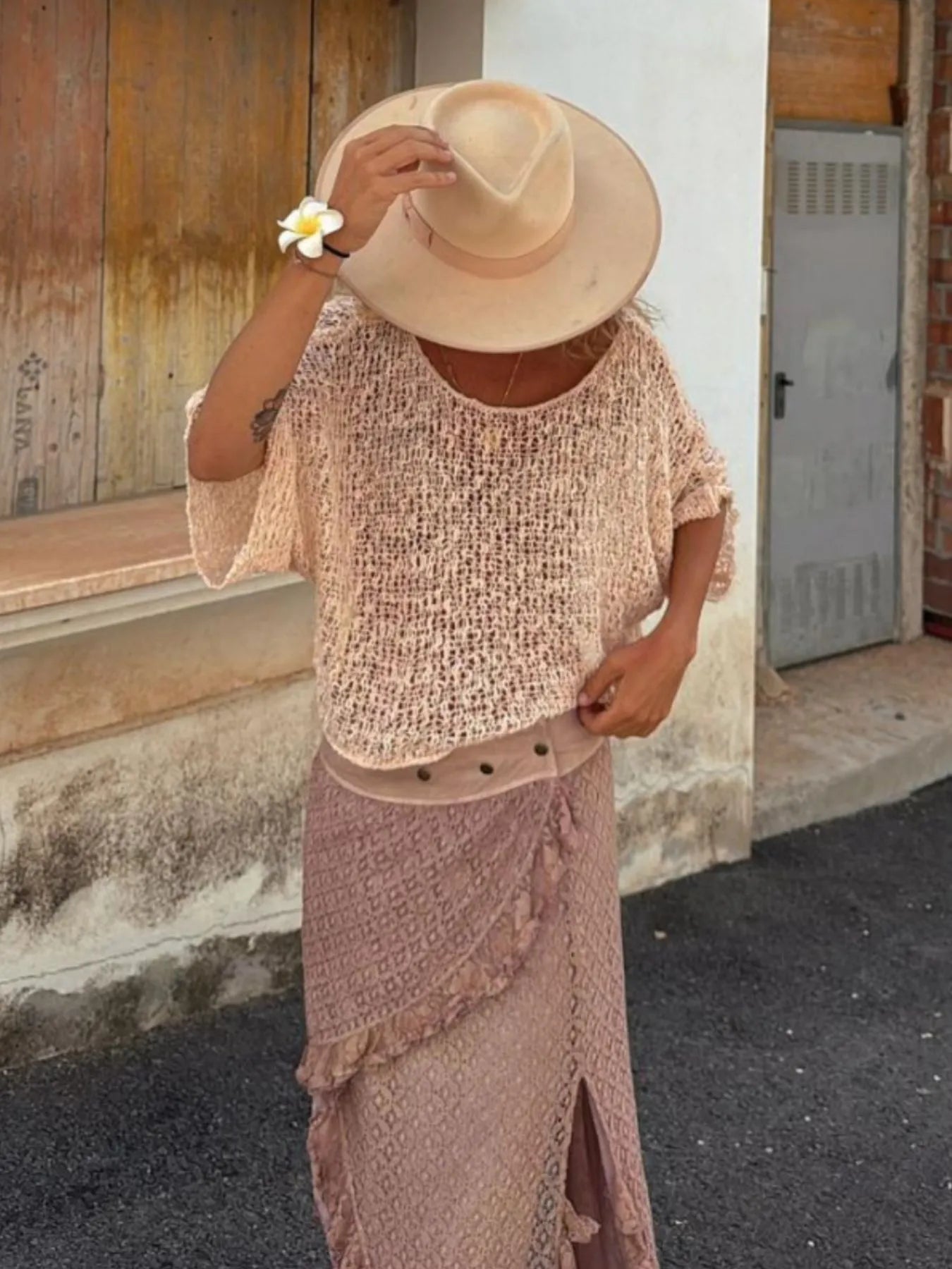 Crochet Boat Neck Knit Cover Up - adritiX