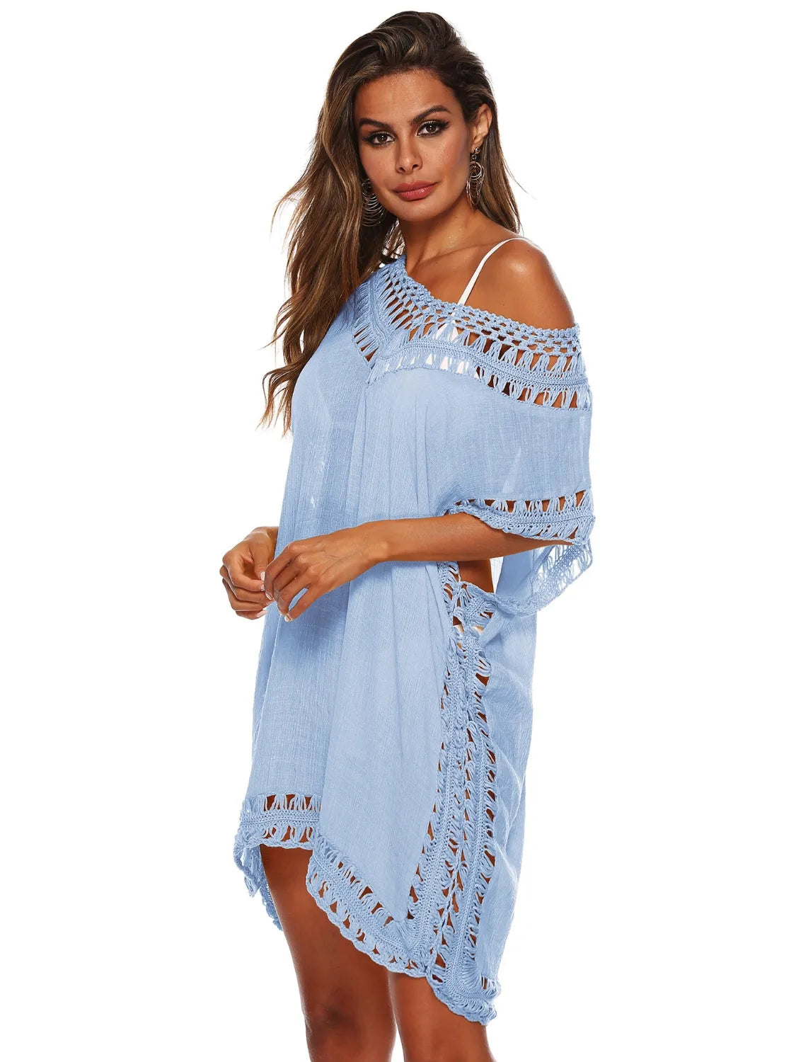 Bohemian Crochet Trim Beach Cover Up Dress - adritiX