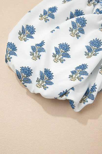Elegant Floral Puff Sleeve Mini Dress with Pockets - adritiX