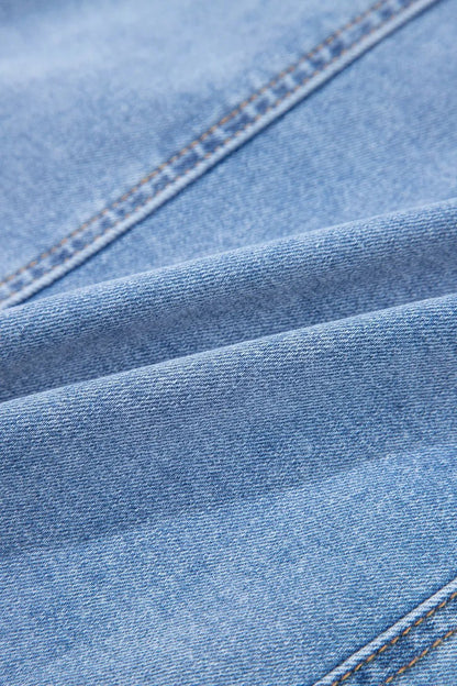 Square Neck Wide Strap Denim Dress - adritiX