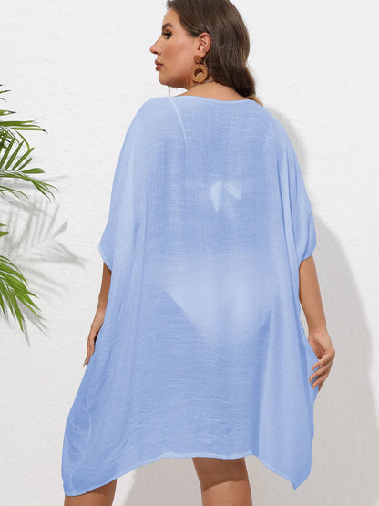 Crochet Trim V-Neck Beach Cover Up Dress - adritiX