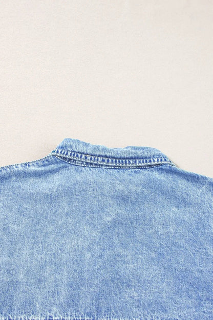 Oversized Button Down Denim Shirt Dress - adritiX