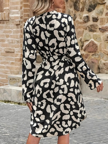 Printed Notched Midi Dress - adritiX