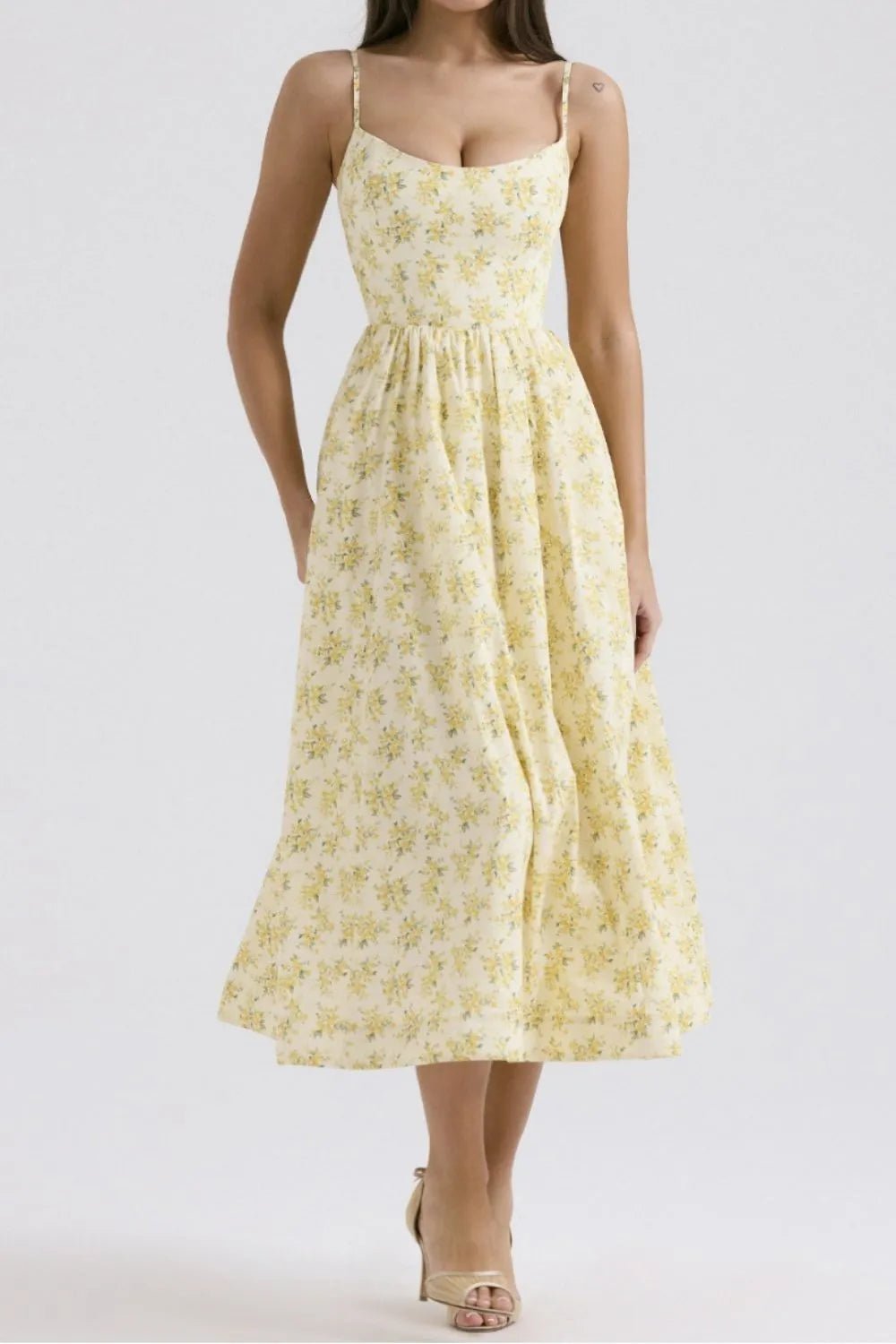Floral Print Spaghetti Strap Midi Dress - adritiX