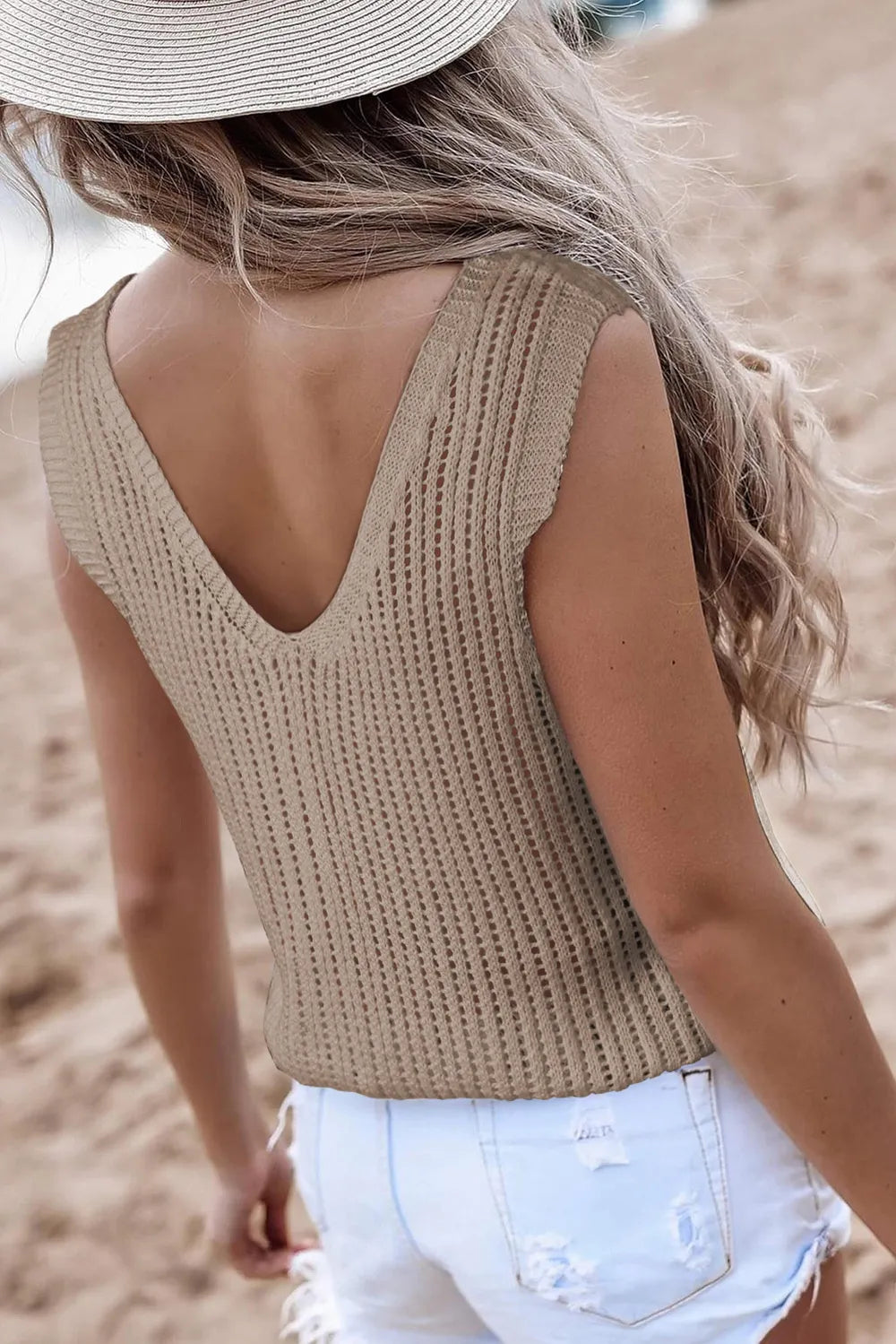 V-Neck Wide Strap Knit Vest - adritiX