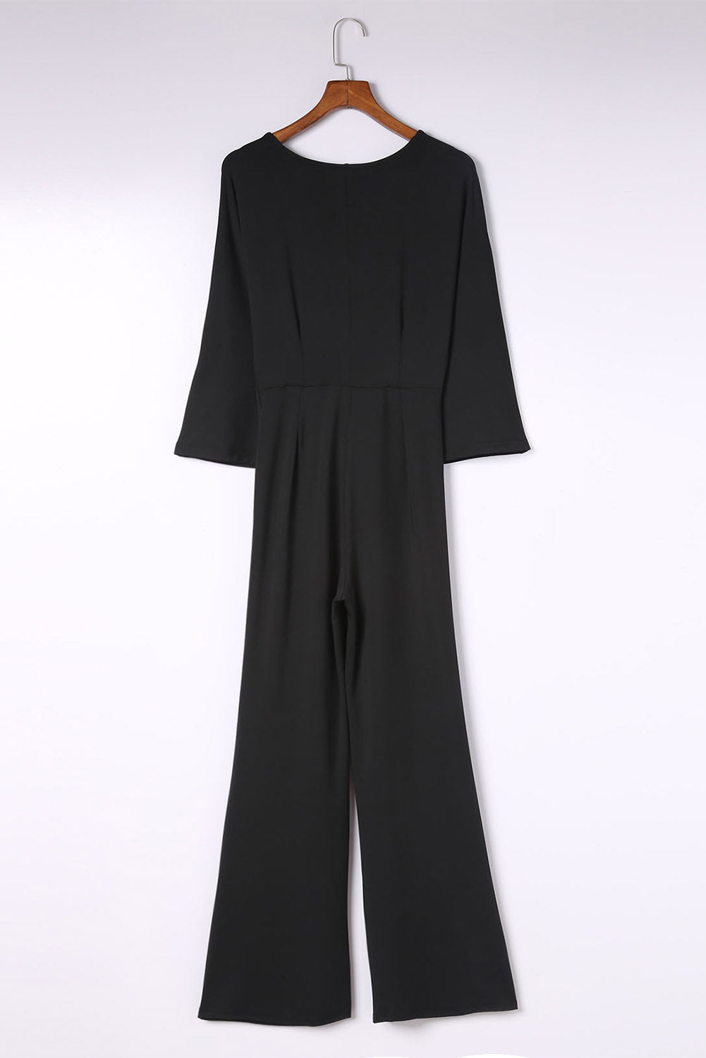 Elegant Twisted Plunge Three-Quarter Sleeve Jumpsuit - adritiX