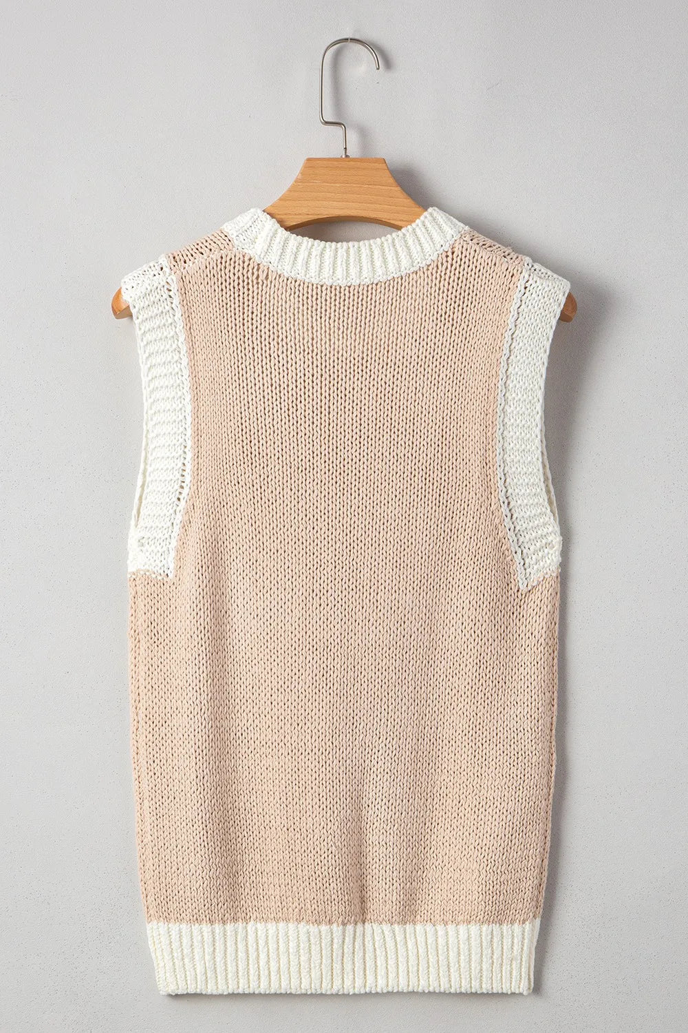 Round Neck Contrast Sweater Vest - adritiX