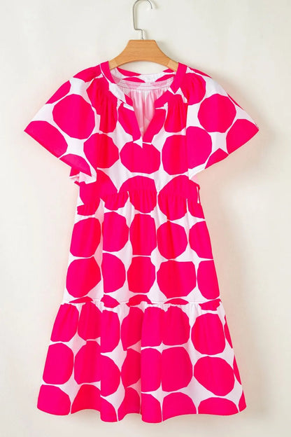 Contrast Notched Flutter Sleeve Dress - adritiX