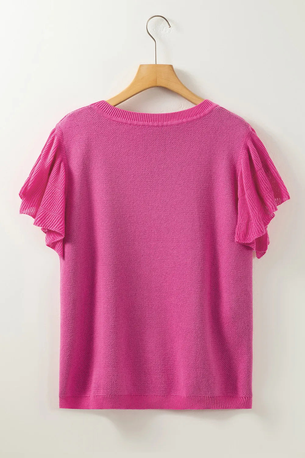 Ruffled Round Neck Cap Sleeve Sweater - adritiX
