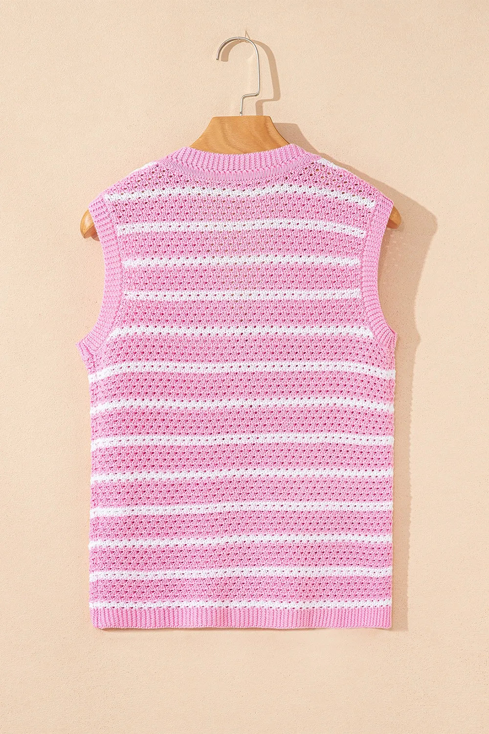 Striped Button-Up Knit Sweater Vest - adritiX