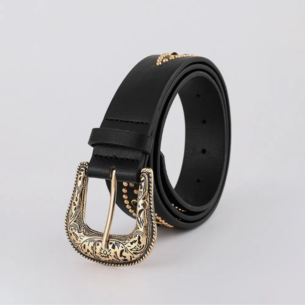 PU Leather Rhinestone Belt - adritiX