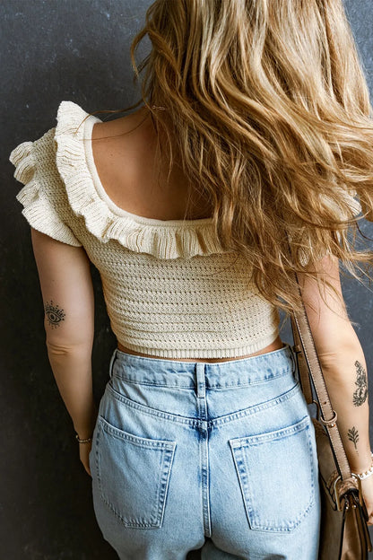 Ruffled Scoop Neck Knit Top - adritiX
