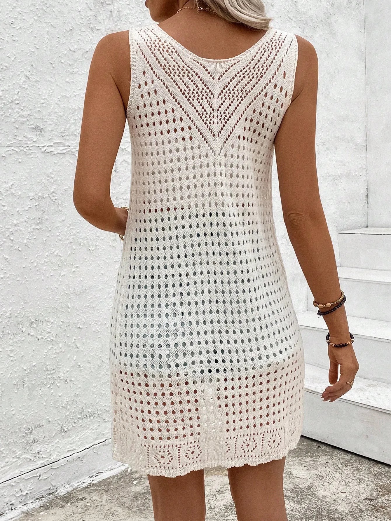 Front Tie Crochet Sleeveless Longline Cardigan - adritiX