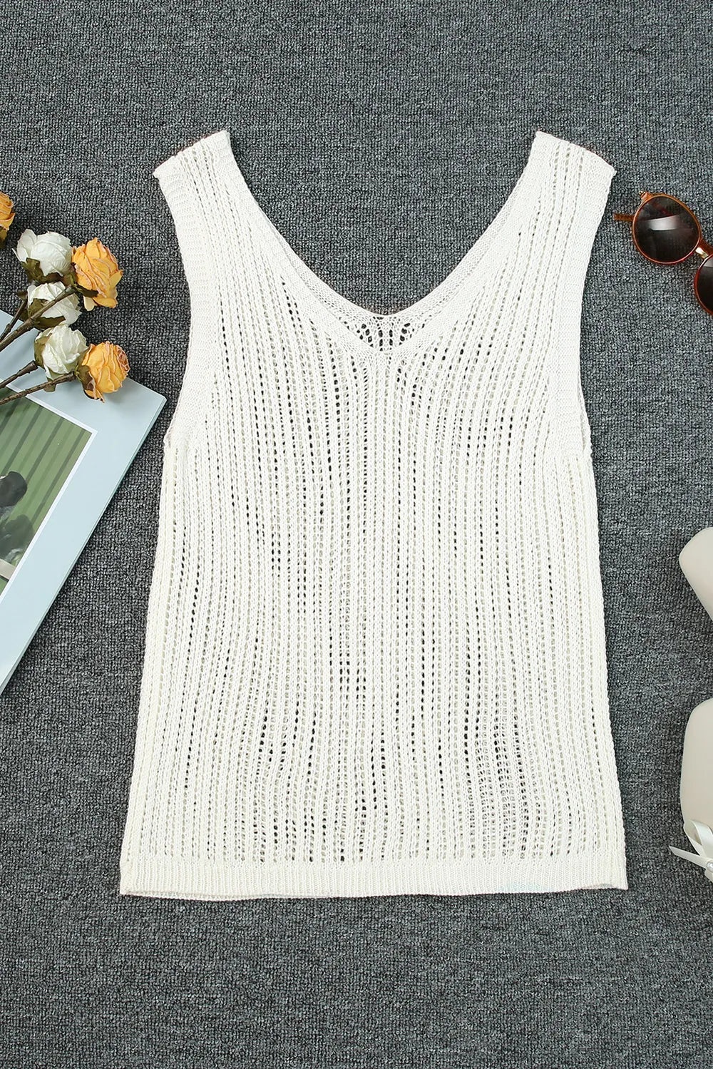 V-Neck Wide Strap Knit Vest - adritiX