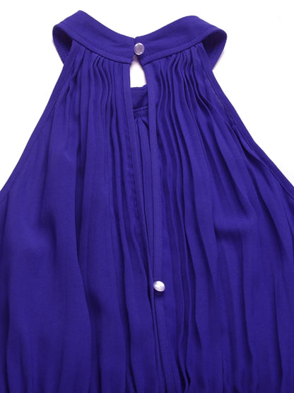 Elegant Cutout Tied Pleated Sleeveless Jumpsuit - adritiX
