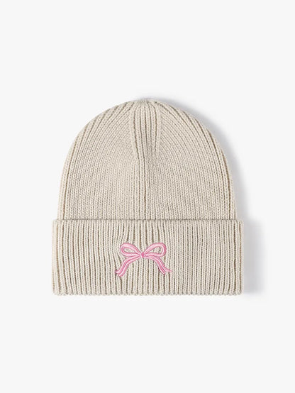 Embroidered Bow Knit Hat - adritiX