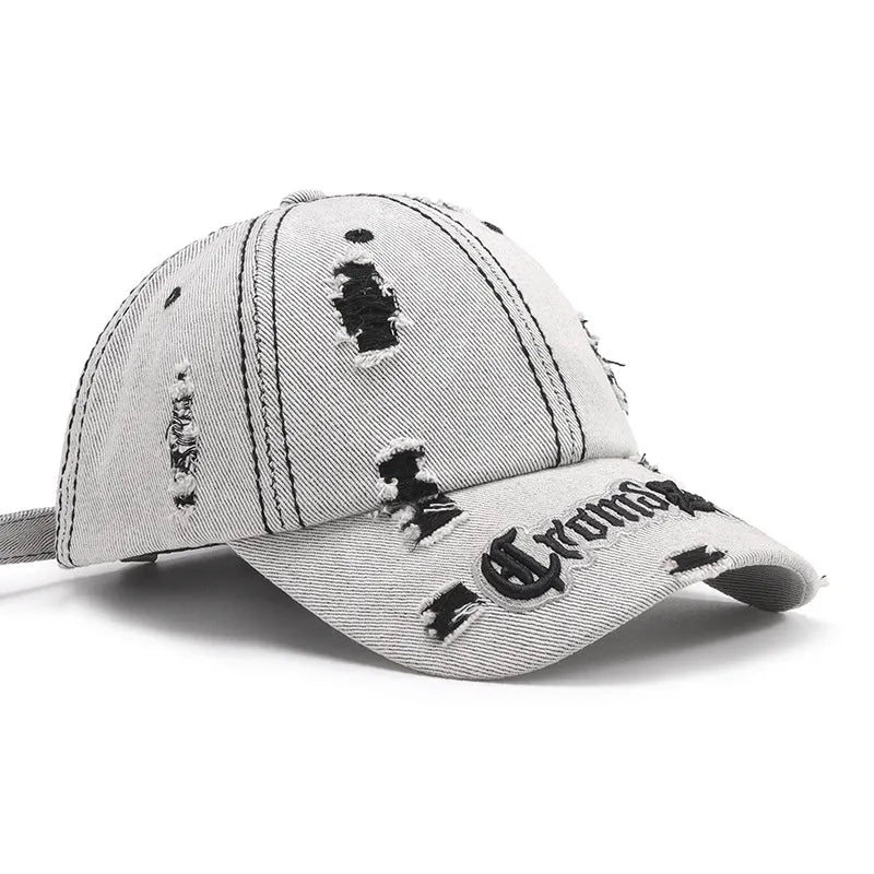 Distressed Letter Embroidered Baseball Cap - adritiX
