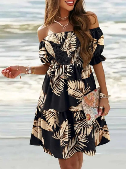 Off Shoulder Smocked Summer Dress - adritiX