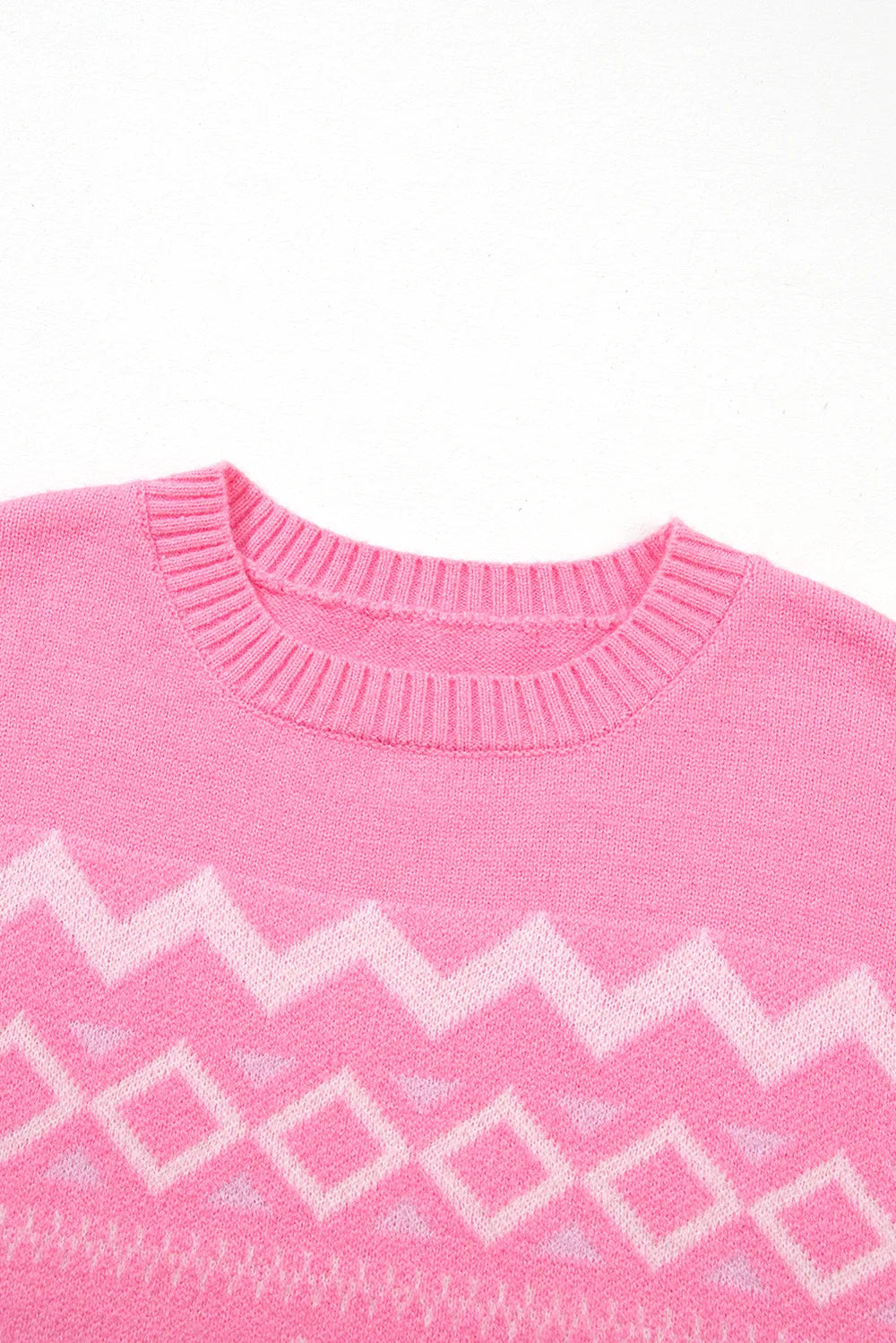 Geometric Drop Shoulder Long Sleeve Sweater - adritiX