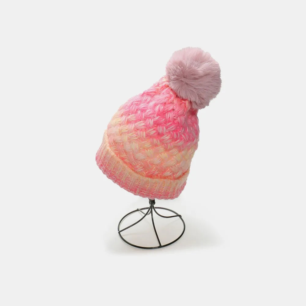 Gradient Knit Hat with Pompom - adritiX
