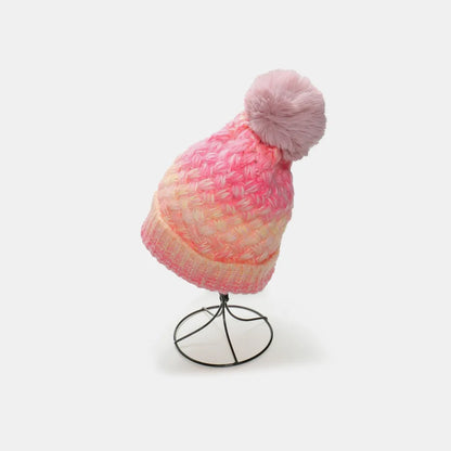 Gradient Knit Hat with Pompom - adritiX