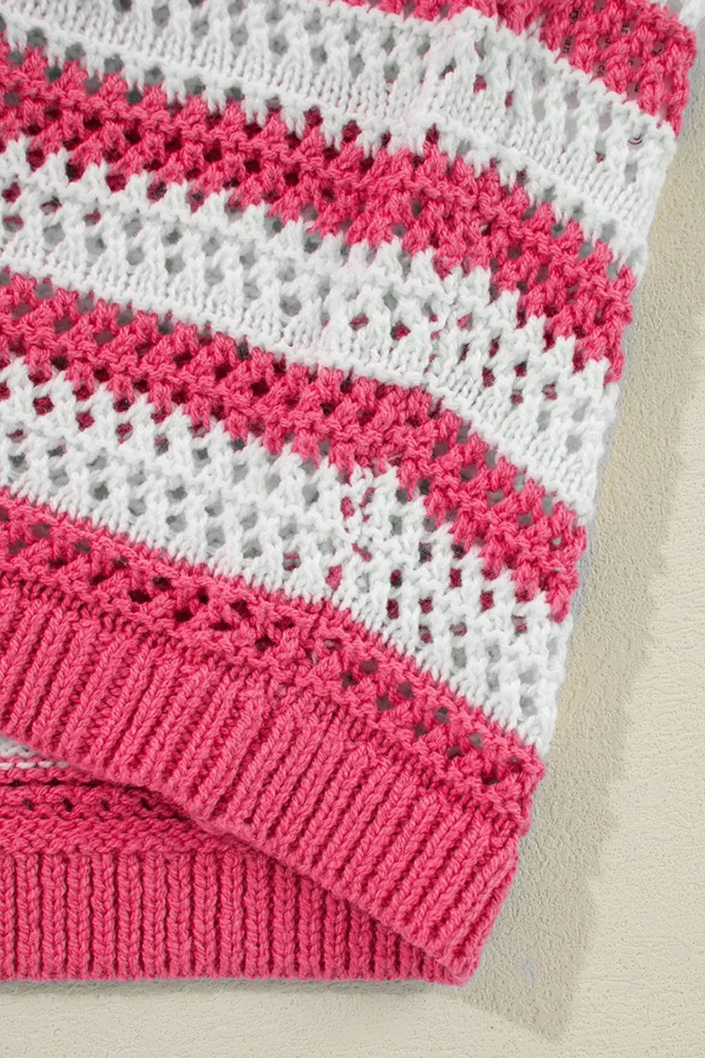 Elegant Stripe Hollowed Knit Sleeveless Sweater Dress - adritiX