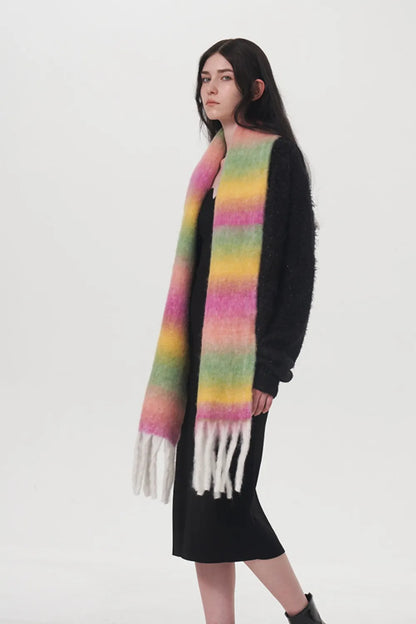Fringe Gradient Thermal Scarf - adritiX