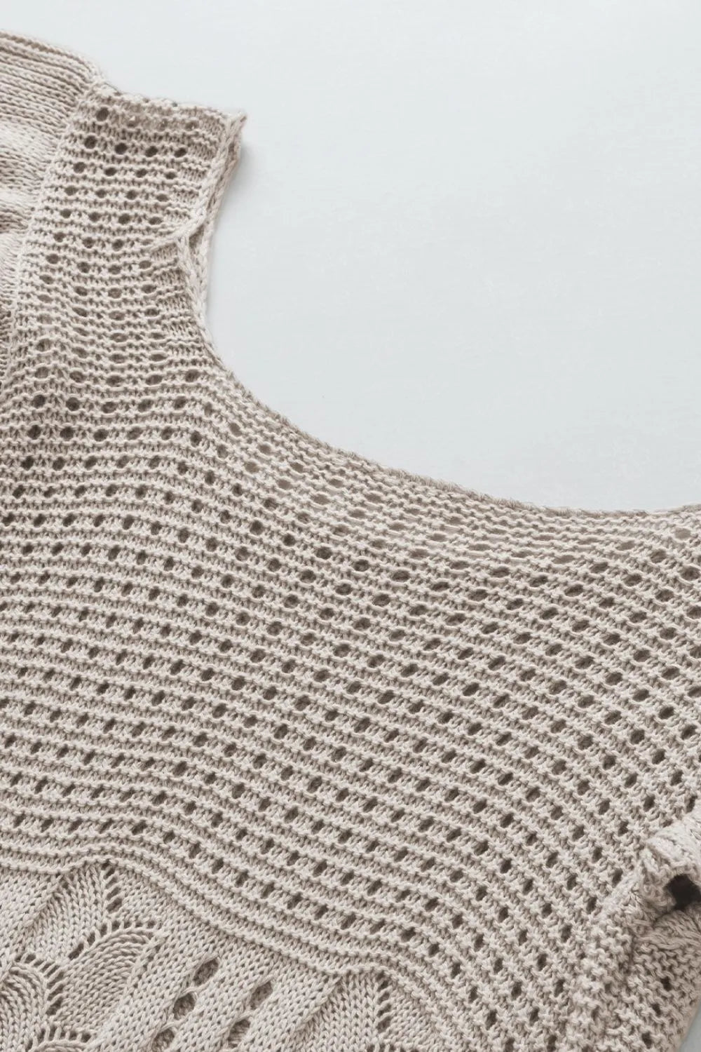 Openwork Ruffled Scoop Neck Knit Top - adritiX