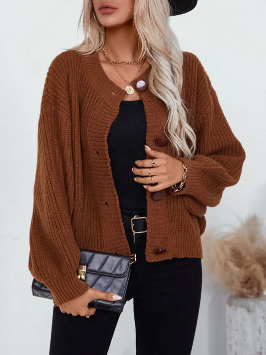 Button Down Long Sleeve Cardigan - adritiX
