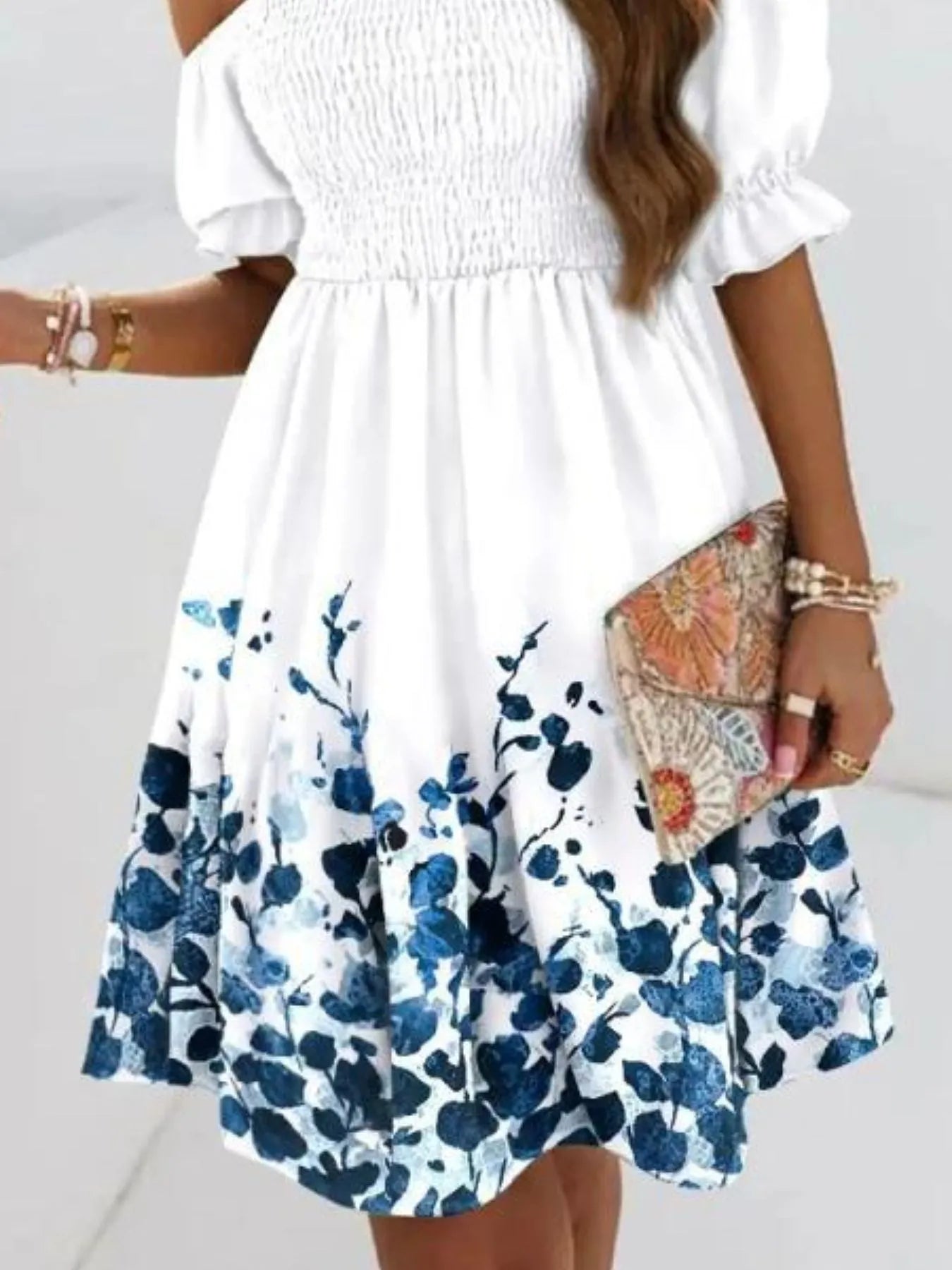 Off Shoulder Smocked Summer Dress - adritiX