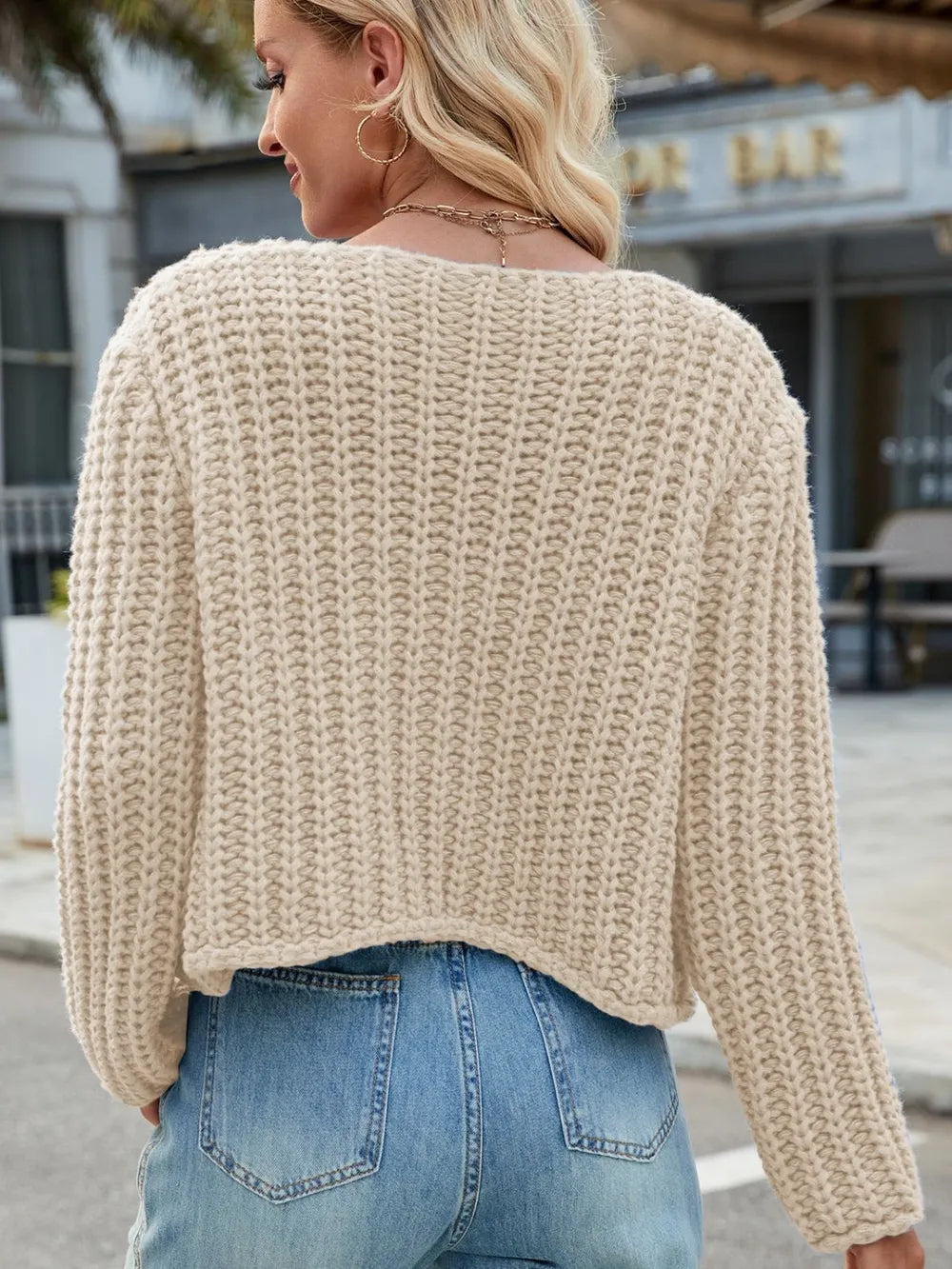 Round Neck Button Up Cardigan with Pockets - adritiX