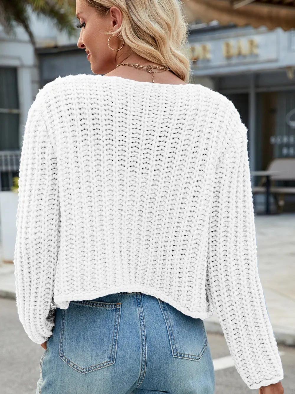 Round Neck Button Up Cardigan with Pockets - adritiX