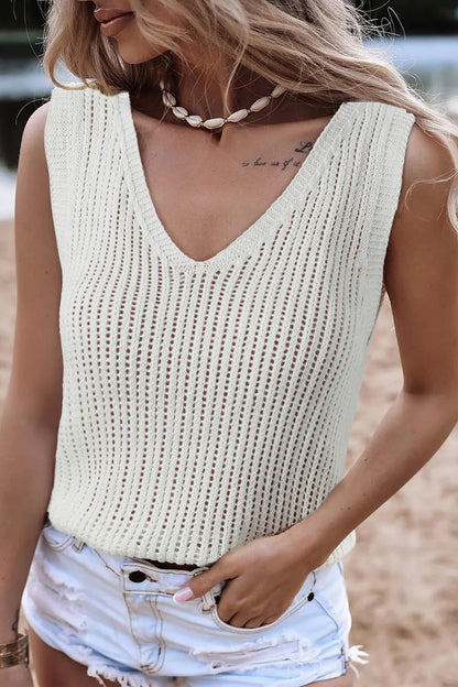 V-Neck Wide Strap Knit Vest - adritiX