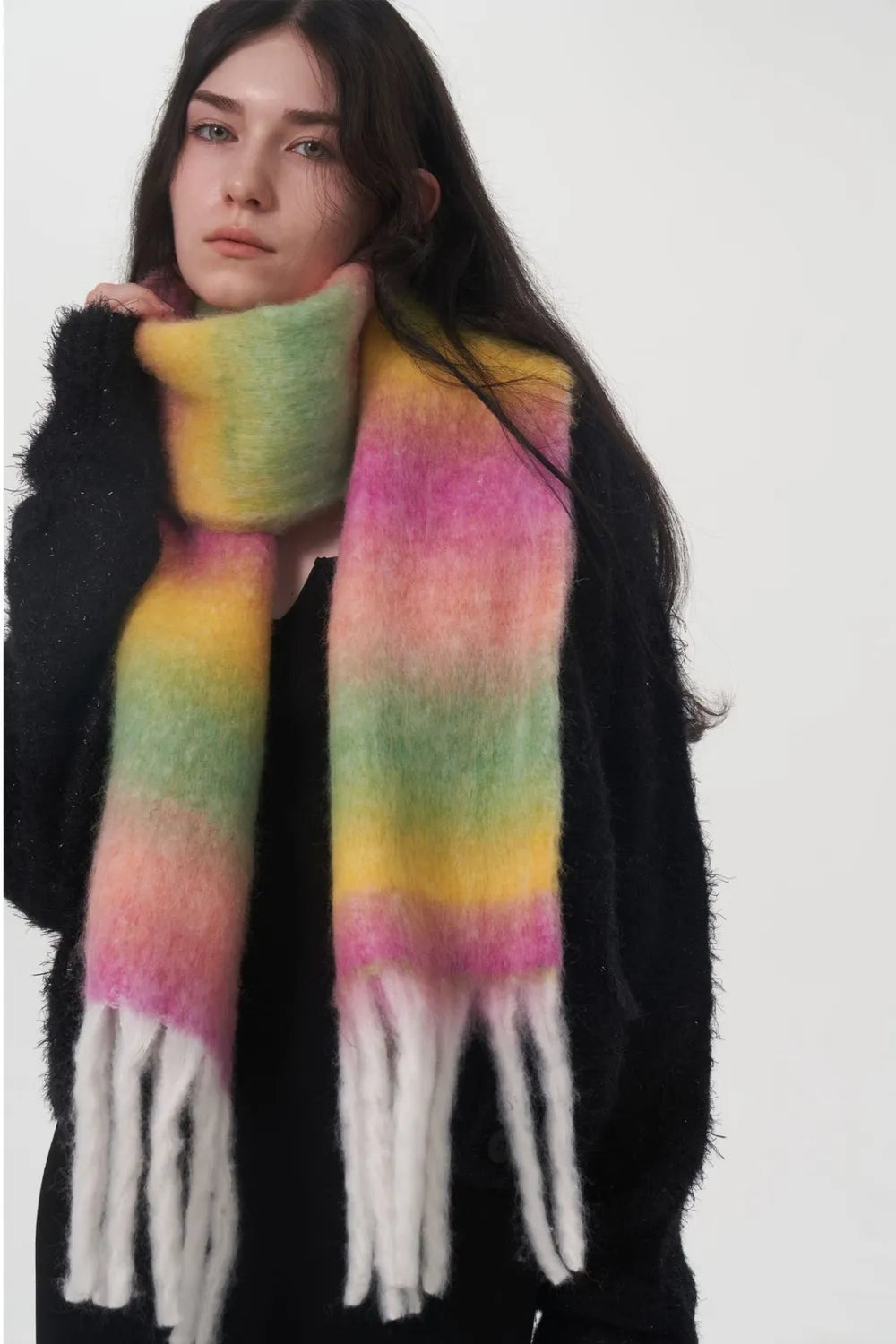 Fringe Gradient Thermal Scarf - adritiX
