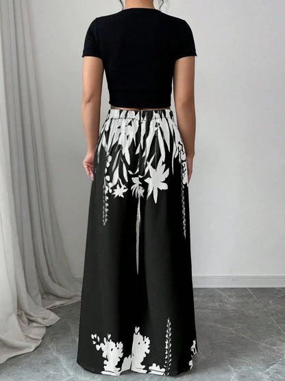 Printed Wide Leg Pants - adritiX