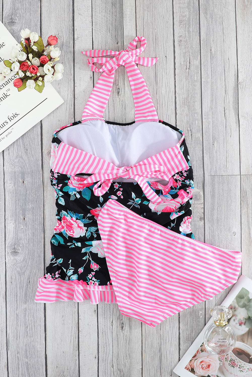 Mixed Print Tie-Back Two-Piece Swimsuit - adritiX