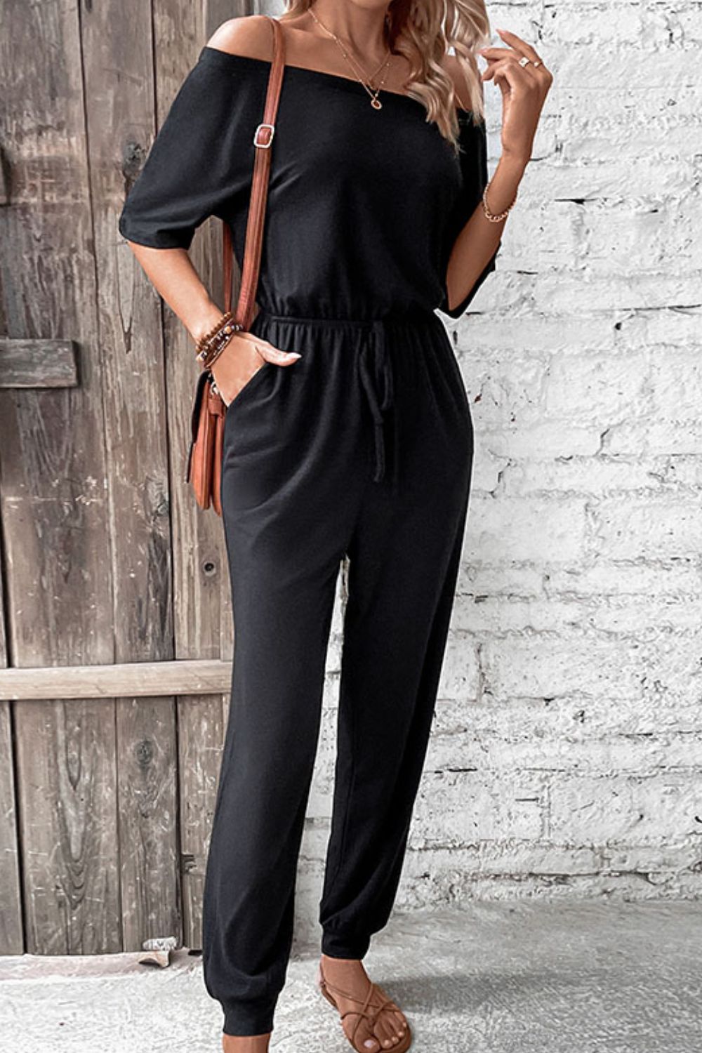 Elegant Perfee Off-Shoulder Jumpsuit with Pockets - adritiX