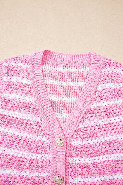 Striped Button-Up Knit Sweater Vest - adritiX