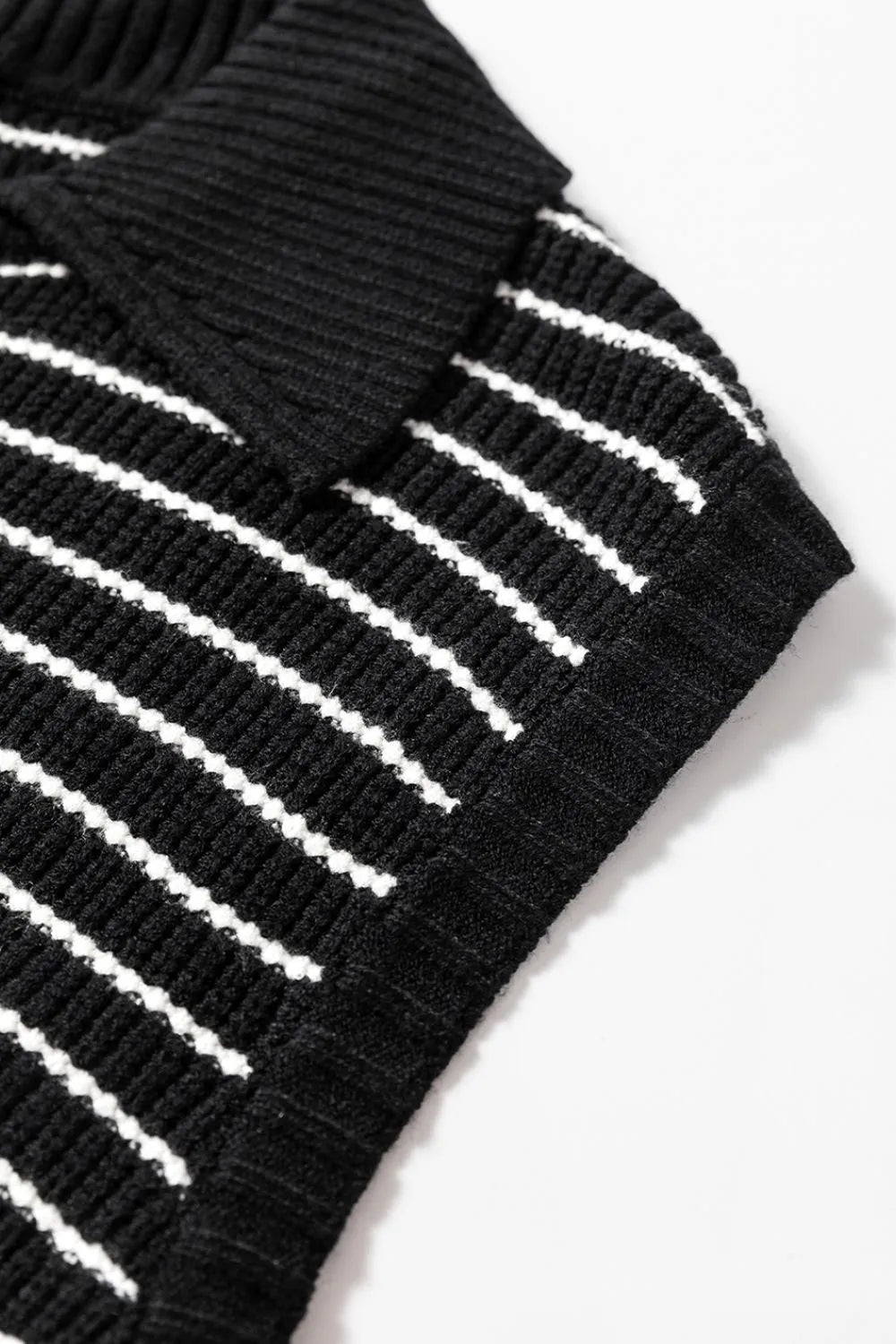 Stripe Turn-Down Johnny Collar Sweater Vest - adritiX