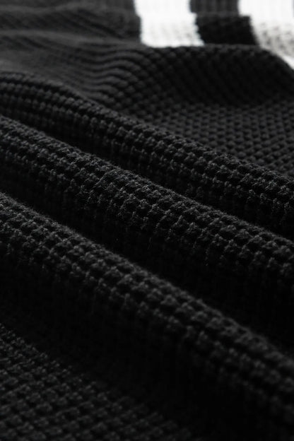 Striped & Checkered Turtleneck Dropped Shoulder Sweater - adritiX