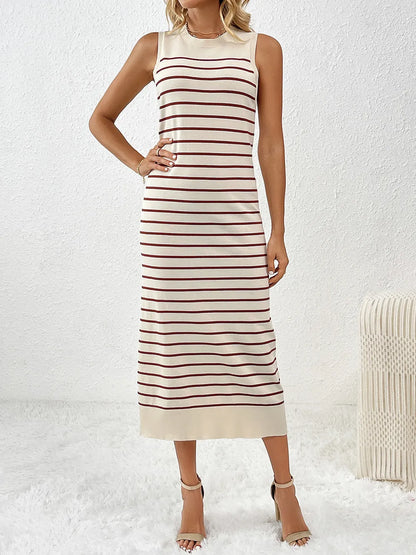 Round Neck Sleeve Midi Knit Dress - adritiX